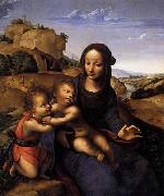 YANEZ DE LA ALMEDINA, Fernando Madonna and Child with Infant St John oil painting on canvas
